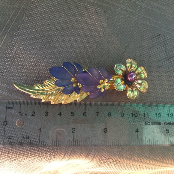 Hair Barette Decoration Fairy Lightweight Purple Flowers 4" - Picture 6 of 6